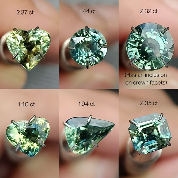 Australian green and yellow sapphires