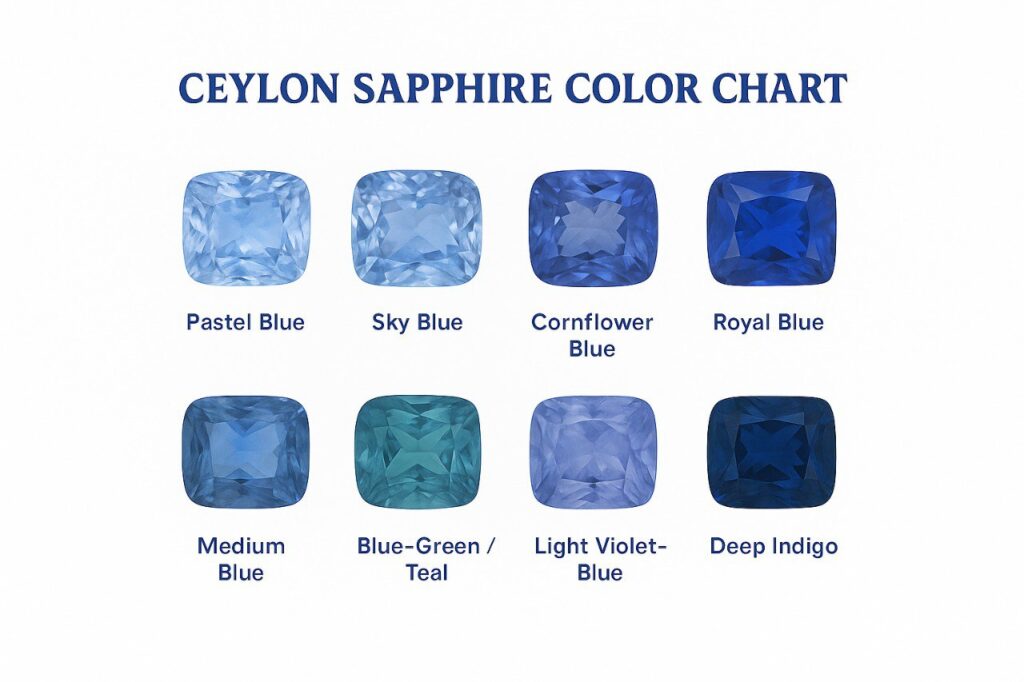 Ceylon Sapphire Color Chart