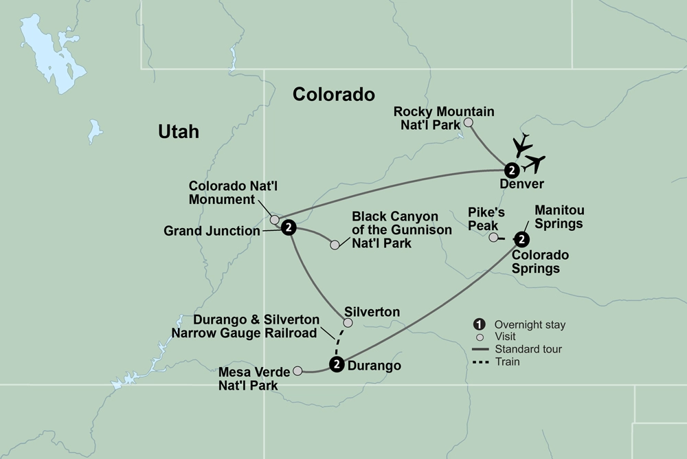 The Colorado Rockies featuring National Parks and Historic Trains