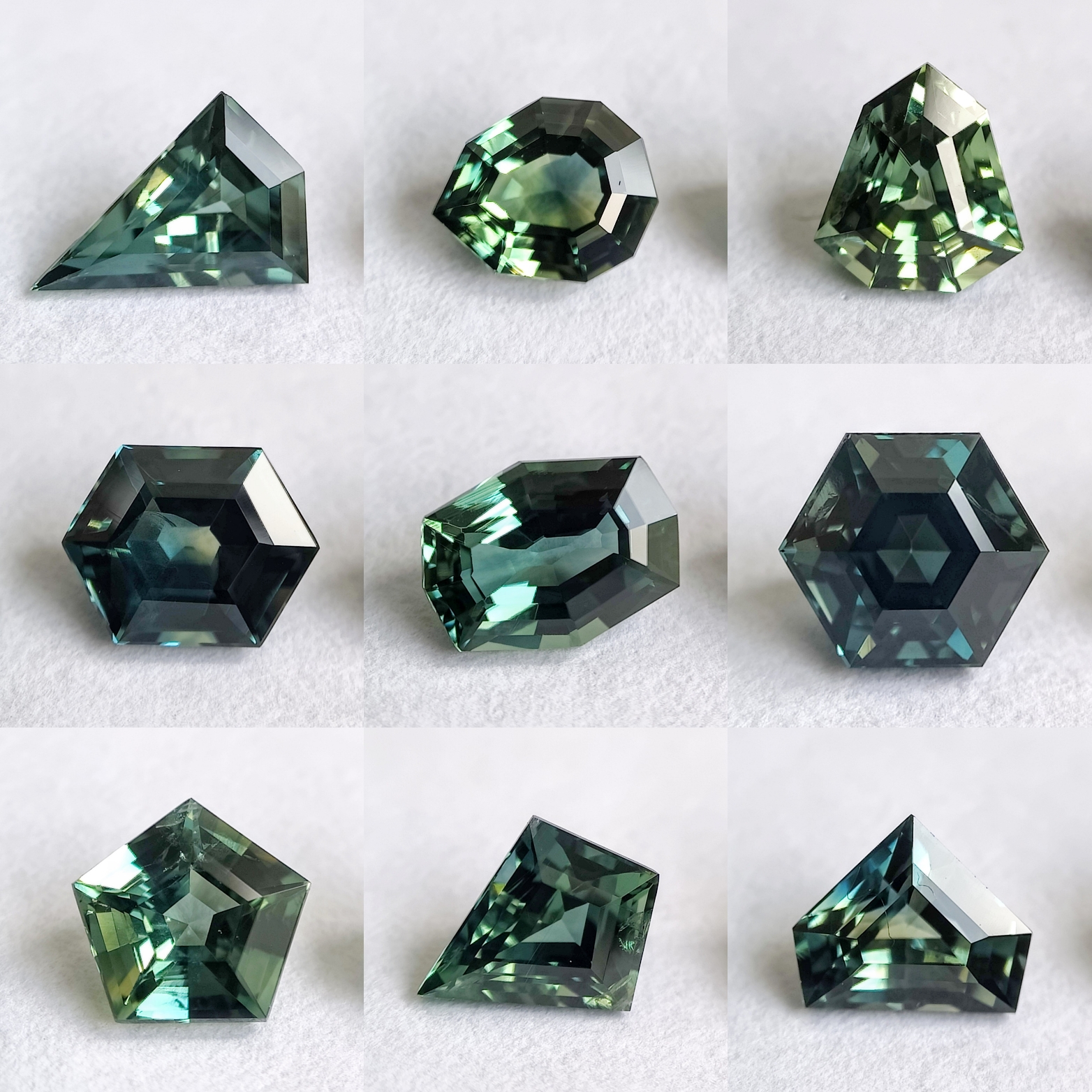 Fancy cut lot of teal sapphire