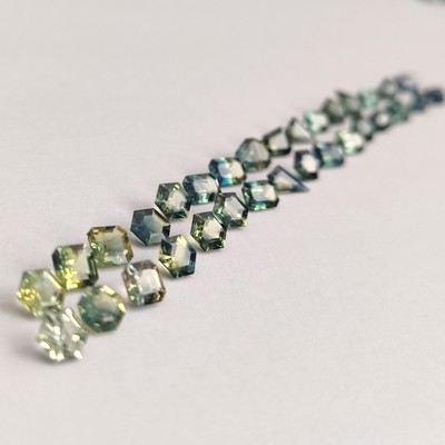 Fancy cut teal parti sapphires