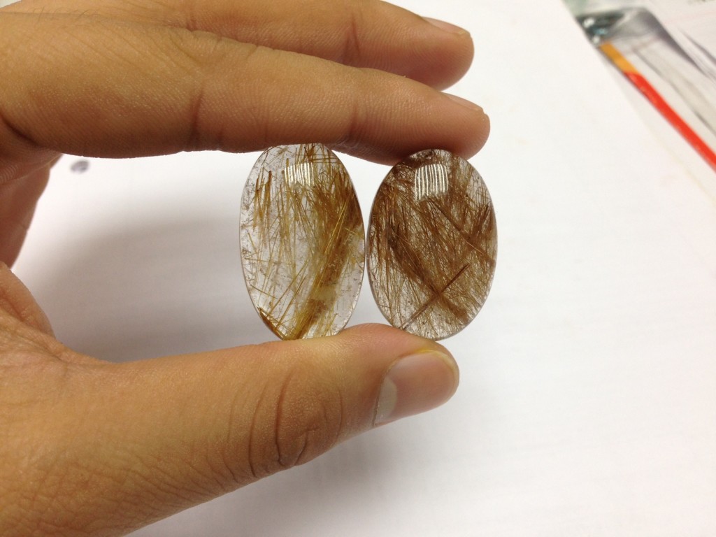 golden rutile quartz oval cabochons calibrated
