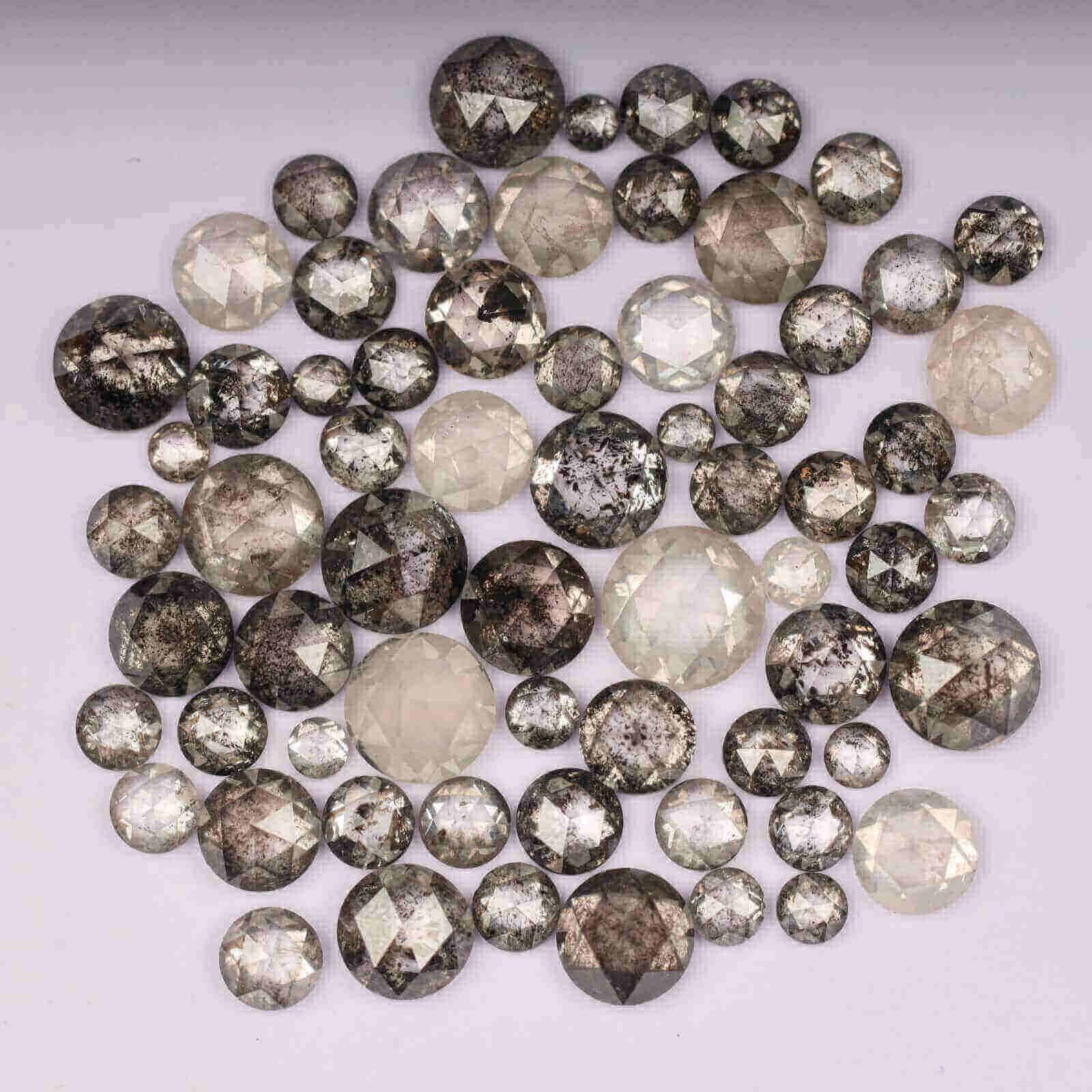 Rose Cut Salt and Pepper Diamonds