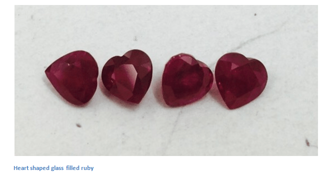heart shaped glass filled ruby