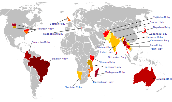 world map of ruby regions